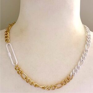 Open Edit Nordstrom Mixed Chain‎ Necklace Gold Tone White NWT Stylish Two Tone